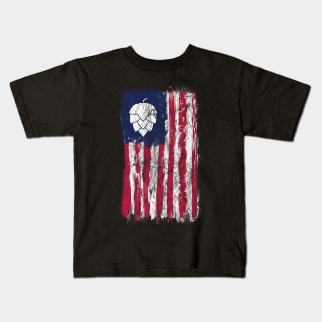 Grunge American Flag With Hops Kids T-Shirt by byfab